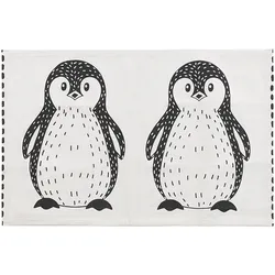 Kinderteppich Baumwolle weiß / schwarz 60 x 90 cm Pinguin-Muster HAJDARABAD