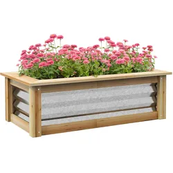 Outsunny Hochbeet Verzinktes Metall, Tannenholz