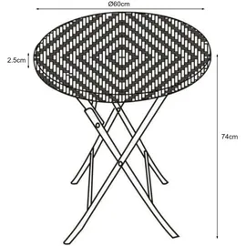 [en.casa] Mark Klapptisch Ø 60 x 74 cm Schwarz