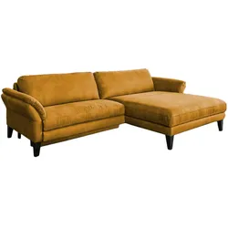 KAWOLA Sofa MALTA Ecksofa Stoff gold Recamiere rechts