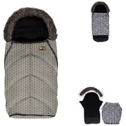 Kikkaboo Fußsack Shiny Nylon für Kinderwagen Motiv aufgedruckt Reißverschluss braun