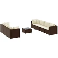 vidaXL 8-tlg Garten-Lounge-Set mit Kissen Braun Poly Rattan Modell 17