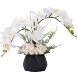 LESING Künstliche Ochideenblumen, künstliche Orchideen-Arrangement mit Vase, künstliche Bonsai-Topfblumen, Phalaenopsis, Orchidee in Vase für Heimdekoration (Stil 2, Schwarze Vase)