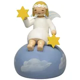 Wendt & Kühn Engel mit Margeritenkranz auf Wolken sitzend 9 cm