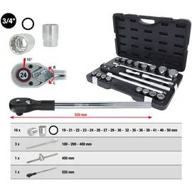KS Tools 3/4" Steckschlüssel-Satz 21-tlg.