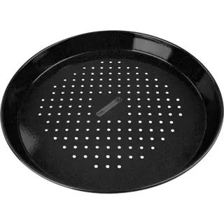 FMprofessional Pizzablech gelocht Ø 32 cm BBQ, Backblech für tiefgekühlte & selbstgemachte Pizza, emaillertes Rundblech, runde Pizzaform, säure...