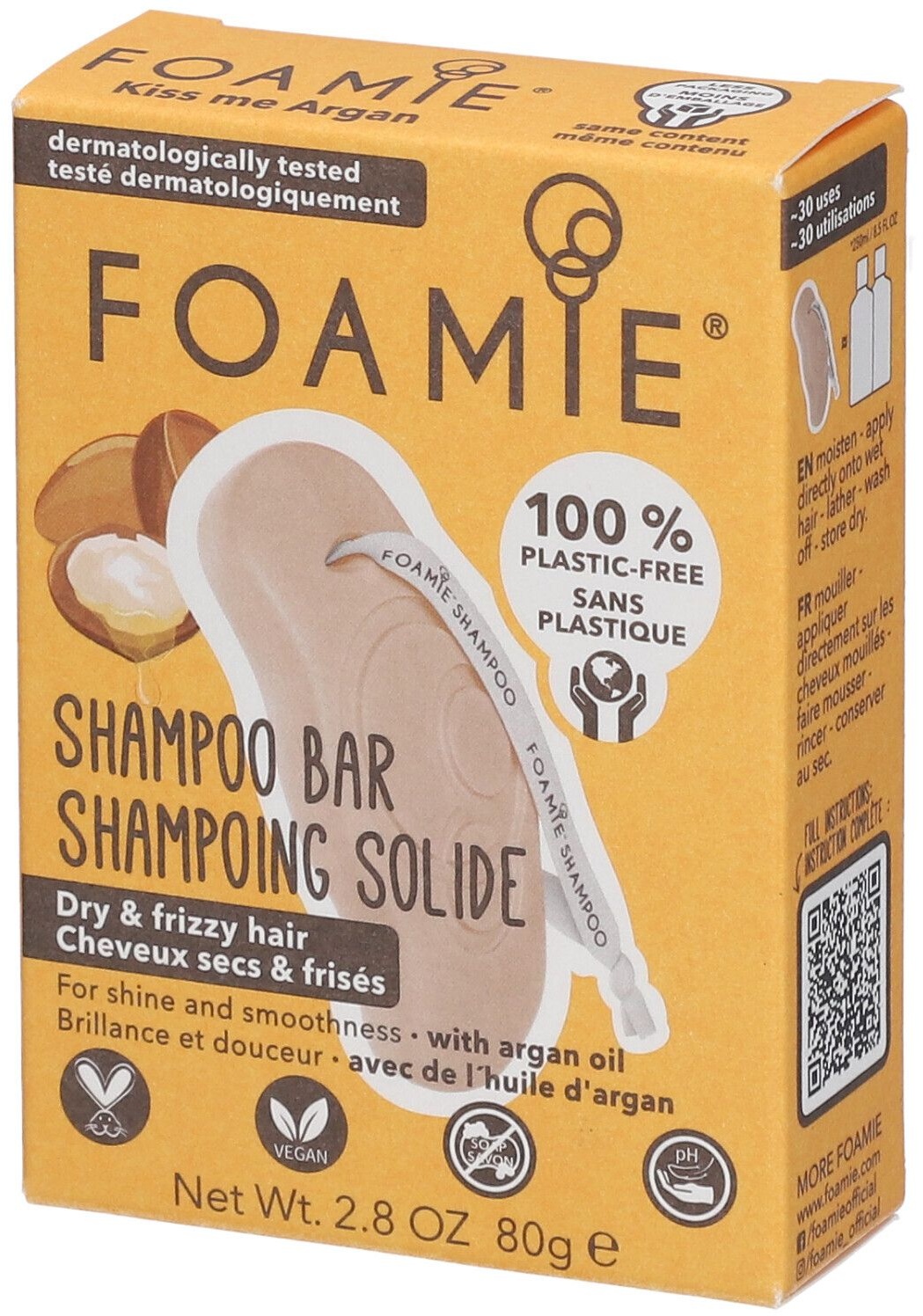 FOAMIE® SHAMPOING SOLIDE Kiss Me Argan 80 g shampooing