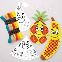 Früchte Kreuzstich Bastelsets   (pro Set 6) Flecht und Weben Bastelsets