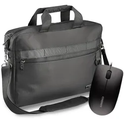 PEDEA Laptoptasche 17,3 Zoll "Clutch" + CHERRY MC 1000 Maus Notebook Umhängetasche mit Tablet Fach, schwarz