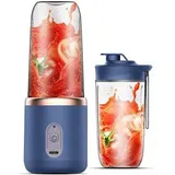 Elektrischer Shaker + Zusätzlicher Becher – Tragbarer Mixer – 400-ml-milchshake-maker – Wiederaufladbar – Smoothie-maker – 2-in-1-mixer Und Becher – Reisemixer – Mixer Für Unterwegs – Blau