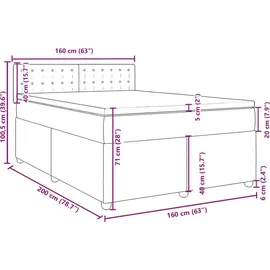 vidaXL Boxspringbett 160 x 200 cm Dunkelgrau