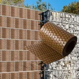 nyvi Polyrattan Sichtschutzstreifen Privafence 255 x 19 cm - Sichtschutz für Doppelstabmatten Zaun Anzahl:6;Farbe:Honig