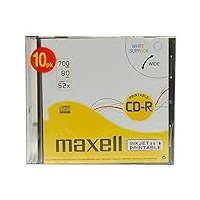 Maxell CD-R 80XL druckbar, Slimline, 700MB CD-R 700MB 10~ CD-RW (Slimline, 700MB, CD-R, 700MB, 10 ÷ 120 mm, 80 min)