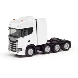 Scania CS20 Hochdach Schwerlastzugmaschine 4achs (8x4), weiß Modell von herpa 1:...