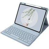 Bueuwe Tastatur hülle für iPad 6. Gen (2018), iPad 5. Gen (2017), iPad Air 2, iPad Air, iPad Pro 9,7 Zoll, abnehmbare Bluetooth-Tastatur mit Stifthalter,Blau