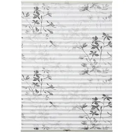 GARDINIA Plissee Bella Motiv-Plissee in weiss mit Blättern, Montage ohne Bohren, viele Größen