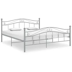 vidaXL Bett Grau Metall 140x200 cm