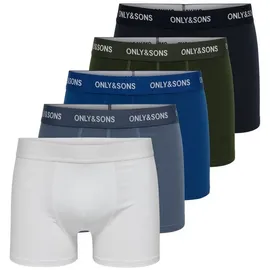 Only & Sons ONSTREY SOLID BOXER 5PACK Weiß / Limgoes / Rosin / Schwarz Navy / Indigo XL 5er Pack