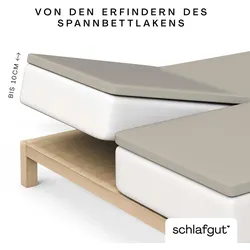 Spannbettlaken SCHLAFGUT "Pure Split-Topper", beige (sand mid), B:180-200cm L:200-220cm, Jersey-Elasthan, Obermaterial: 95% Baumwolle, 5% Elasthan, Laken, MADE IN GREEN by OEKO-TEX