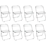 Haloyo® 8er-set Klappbaren Esszimmerstuhl, Modernes Transparentes Design, Acryl & Stahl, Transparent