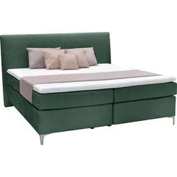 Boxspringbett ALINA "Pamir", grün (grün dfn, dfh 123), B:174cm L:215cm, Samtstoff DFN (100% Polyester), Samtstoff DFH (100% Polyester), Komplettbetten, Boxspringbett, inklusive Matratze und Topper, in diversen Ausführungen