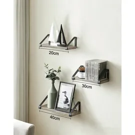 VASAGLE Wandregal 3 tlg. 40 x 11 cm Grau