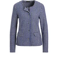 GOLDNER Elegante Karo-Jacke mit Glanzeffekten in royalblau weiß L