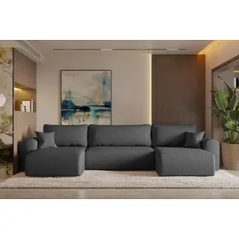 kaiser möbel Ecksofa mit schlaffunktion und bettkasten, Sofa U-form, Couch U-form CAPRI Neve Dunkelgrau