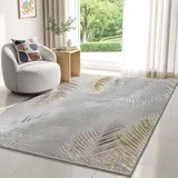 Mia ́s Teppiche Shine - Moderner Kurzflor Teppich, Schlafzimmer, Wohnzimmer, Glanzfaser, Eleganter Glanz, Hoch-Tief Effekt, Grau Feder, 160 x 230 cm