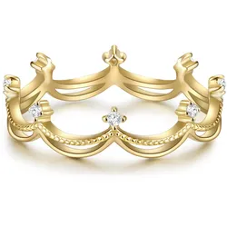 Glanzstücke München Ring Krone Sterling Silber Zirkonia in Gelbgold Ringe   Damen 