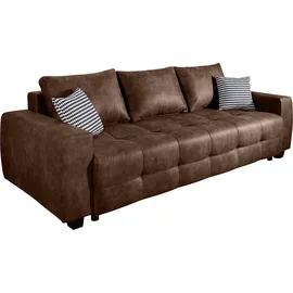 Collection AB Schlafsofa Bella, B: 241 cm, Liegefl. 142x194 cm, Bettfunktion, Bettkasten & 2 Zierkissen, Federkern braun