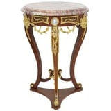 Casa Padrino Beistelltisch Barock Beistelltisch Braun / Gold / Rot Ø 55 x H. 78 cm - Runder Massivholz Tisch im Barockstil - Barock Möbel