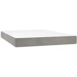vidaXL Boxspringbett mit Matratze & LED Hellgrau 140x200 cm Samt