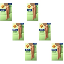 NUR DIE Damen Kniestrümpfe Kniestrümpfe Cotton 60 DEN 6er Pack
