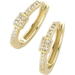 Paar Creolen LUIGI MERANO "mit Zirkonia, Gold 375", gold, Ohrringe, Damen, Gelbgold 375