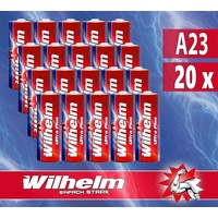 20 x Wilhelm A23 Alkaline Batterie MN21, V23GA, 23A 12V Ø10,0 x 28,3mm