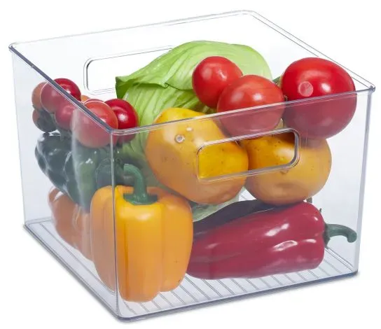 Relaxdays 2 x Kühlschrank Organizer mit Griffen Transparent