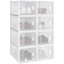 Woltu Schuhregal 25 x 19 x 35 cm transparent, stapelbar / weiß