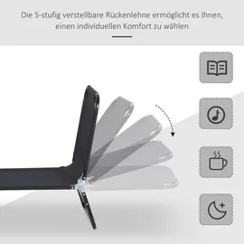 Outsunny Sonnenliege 188 x 56 x 28 cm Schwarz