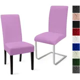 Stuhlhussen 2er Set Stuhlbezüge Moderne Stretch Stuhlhussen Universal Husse Abnehmbare Stuhlbezug Waschbarer Abdeckung Esszimmer Dekoration Spannbezug,für Hotel und Hochzeit Partys(2er Set, Violet)-C