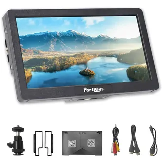 Portkeys HD7H Kamera Field Monitor 7 Zoll 4K HDMI Field Monitor mit entspiegeltem Glas und Sonnenblende, Focus Peaking, False Color, Anamorphic De-Squeeze für DSLR