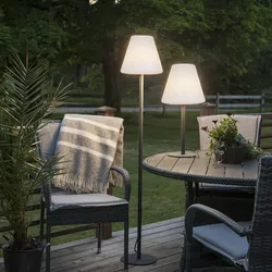 Garten Beistelllampe/Tischlampe - H: 60cm - weißer Lampenschirm - E27 Fassung - ...