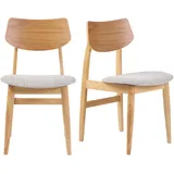 miliboo Skandinavische Stühle aus hellem Holz und hellgrauem Stoff (2er-Set) ELION