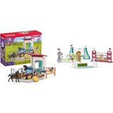 SCHLEICH 42611 Horse Club Pferdebox mit Stute und Fohlen & 42612 Hindernisse Zubehör, für Kinder ab 5-12 Jahren, Horse Club - Zubehör