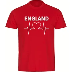 multifanshop Kinder T-Shirt - England - Herzschlag - Druck weiß - Kind