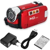 Qiilu Digitaler Camcorder, Full HD 270 ° Drehung 1080P 16X High Definition Digitaler Camcorder Video-DV-Kamera(rot)