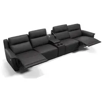 Sofanella 4-Sitzer Leder MALITO, Heimkinosofa, Kinocouch, Funktionssofa, Kinosofa, Leder Sofas schwarz