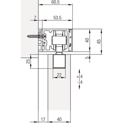 Junior 100/B Grundbeschlagset Holz ohne Laufwerk Tragschraube 20 mm länger