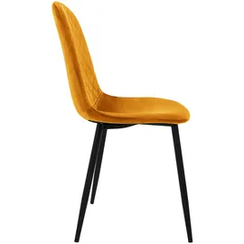 ML-Design 4er Set, Senfgelb, Küchenstuhl mit Samtbezug,
