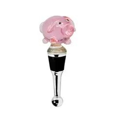 EDZARD Flaschenverschluss Schwein für Champagner, Wein und Sekt, Höhe 10 cm, Muranoglas-Art, Handarbeit